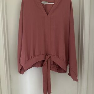 Chenault Salmon Relaxed Tie-Front Blouse